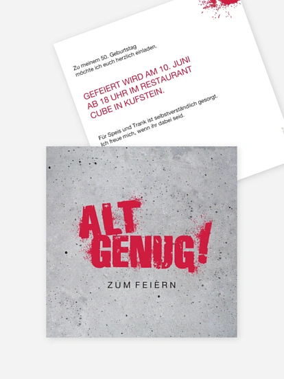Einladung 50. Geburtstag Streetart