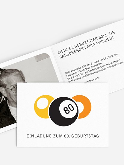 Einladung 80. Geburtstag Billard