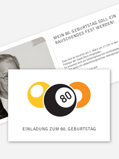 Einladung 80. Geburtstag Billard