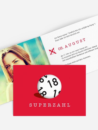 Einladung 18. Geburtstag Superzahl