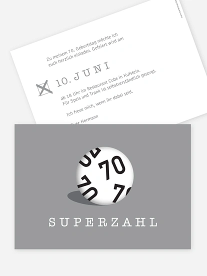 Einladung 70. Geburtstag Superzahl