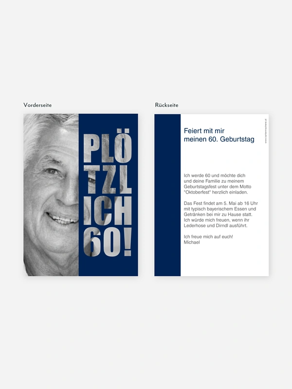 Einladung 60. Geburtstag Plötzlich