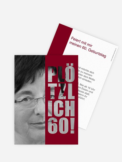 Einladung 60. Geburtstag Plötzlich