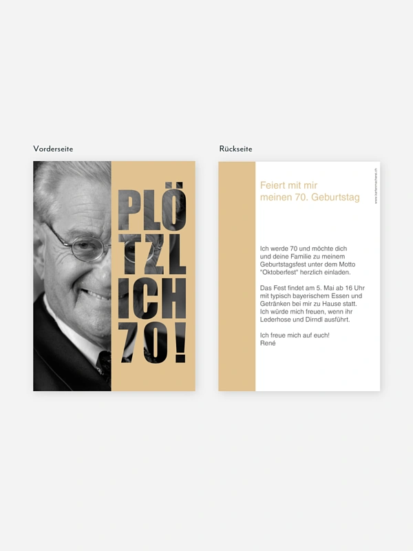 Einladung 70. Geburtstag Plötzlich