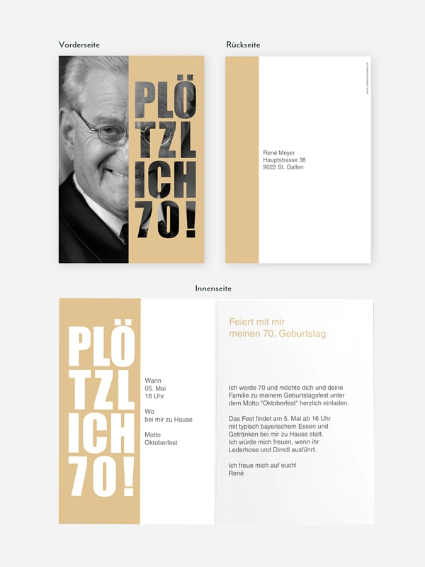Einladung 70. Geburtstag Plötzlich
