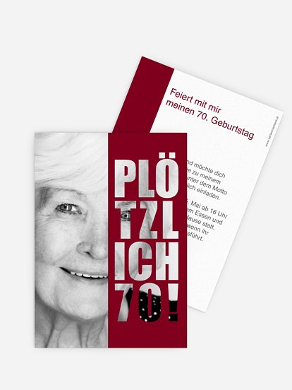 Einladung 70. Geburtstag Plötzlich