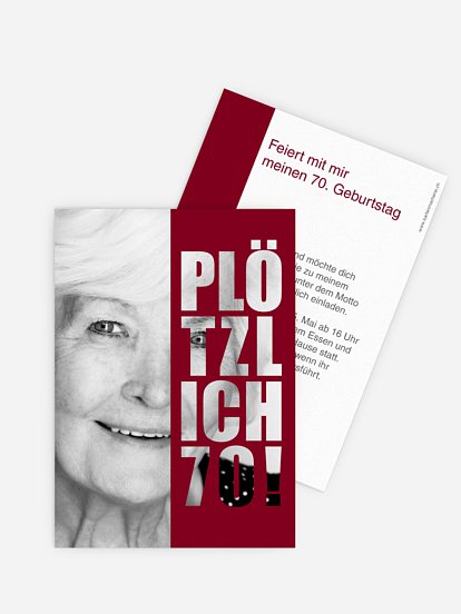 Einladung 70. Geburtstag Plötzlich