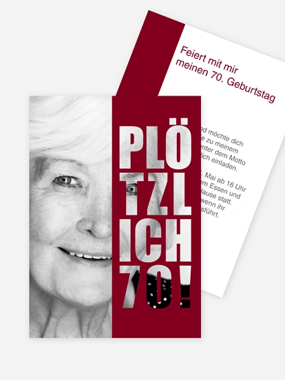 Einladung 70. Geburtstag Plötzlich
