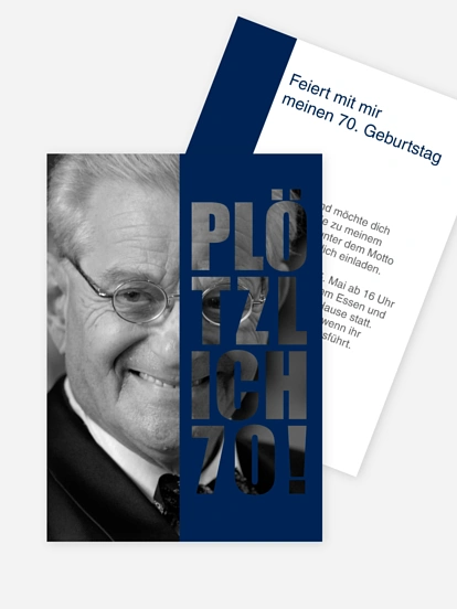Einladung 70. Geburtstag Plötzlich
