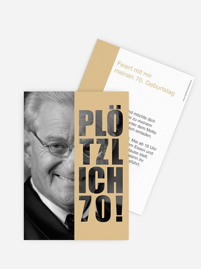 Einladung 70. Geburtstag Plötzlich