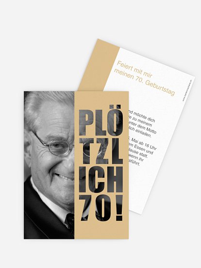 Einladung 70. Geburtstag Plötzlich