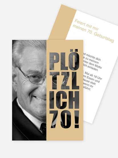 Einladung 70. Geburtstag Plötzlich