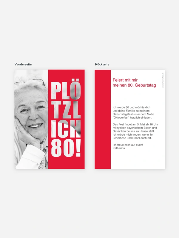 Einladung 80. Geburtstag Plötzlich