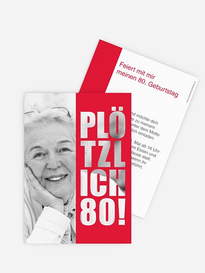 Einladung 80. Geburtstag Plötzlich