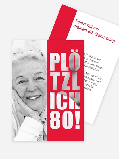 Einladung 80. Geburtstag Plötzlich