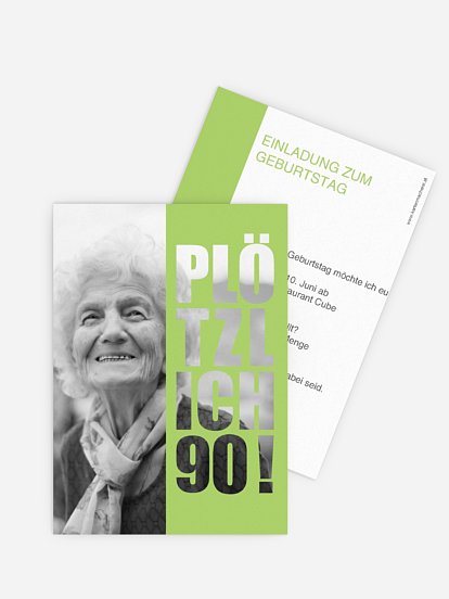Einladung 90. Geburtstag Plötzlich