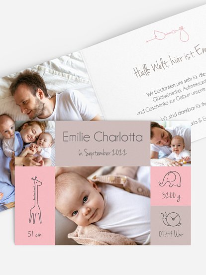 Geburtskarte Little Friends