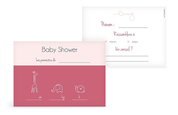 Carte pronostic baby shower Pictos animaux