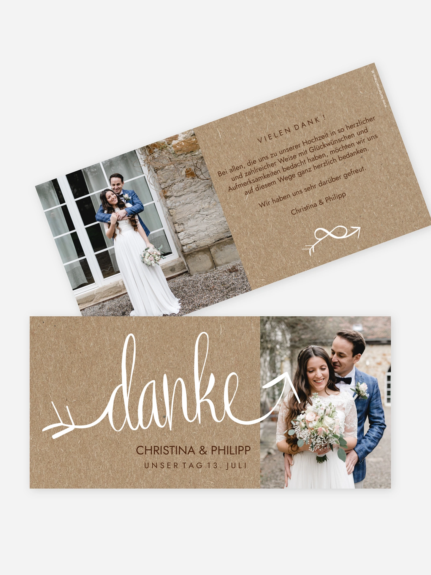 Dankeskarte Hochzeit Liebespfeil Kraftpapier