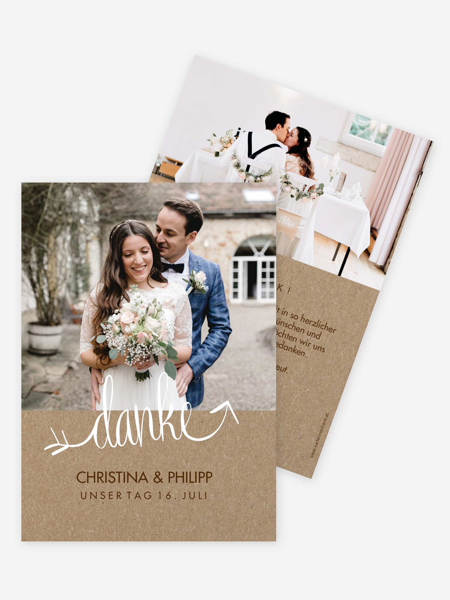 Dankeskarte Hochzeit Liebespfeil Kraftpapier