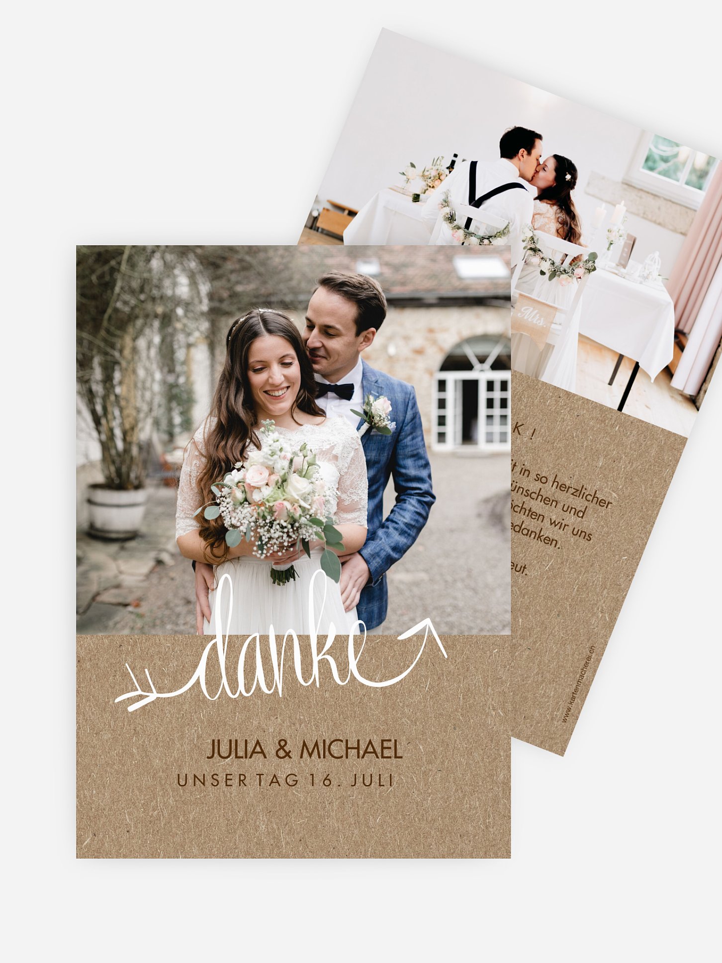 Dankeskarte Hochzeit Liebespfeil Kraftpapier