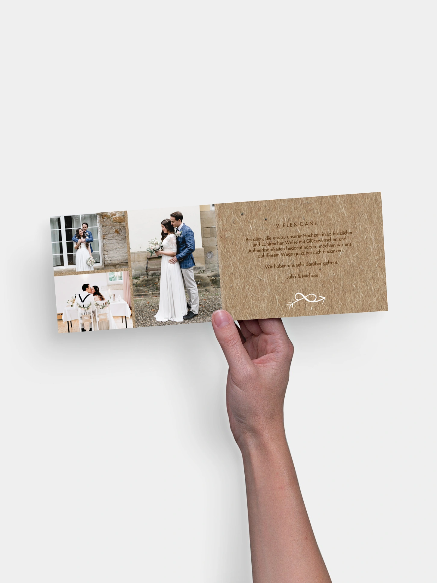 Dankeskarte Hochzeit Liebespfeil Kraftpapier