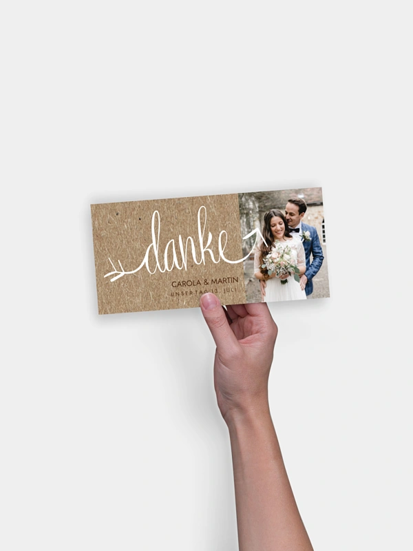 Dankeskarte Hochzeit Liebespfeil Kraftpapier