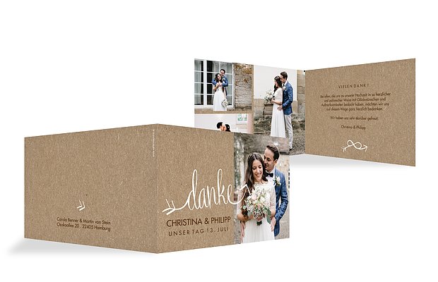 Dankeskarte Hochzeit Liebespfeil Kraftpapier