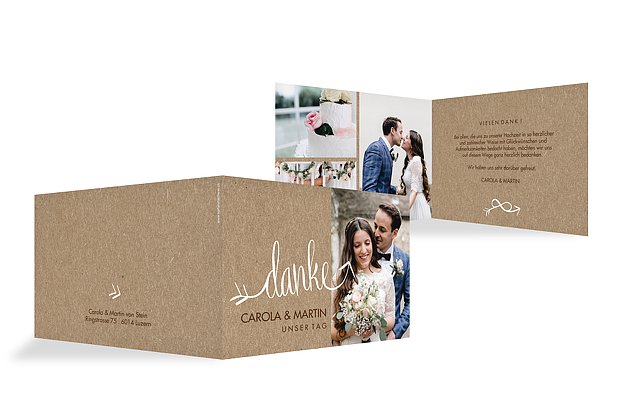 Dankeskarte Hochzeit Liebespfeil Kraftpapier