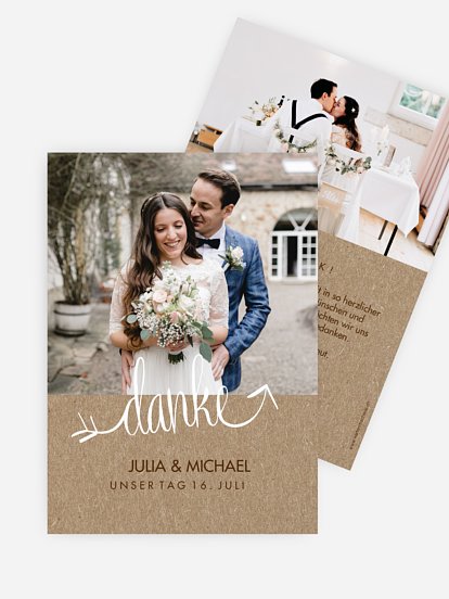 Dankeskarte Hochzeit Liebespfeil Kraftpapier