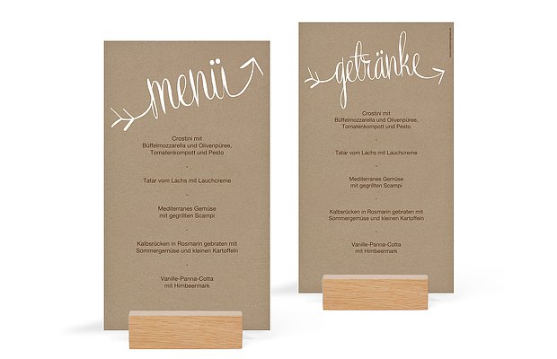 Menükarte Hochzeit Liebespfeil Kraftpapier