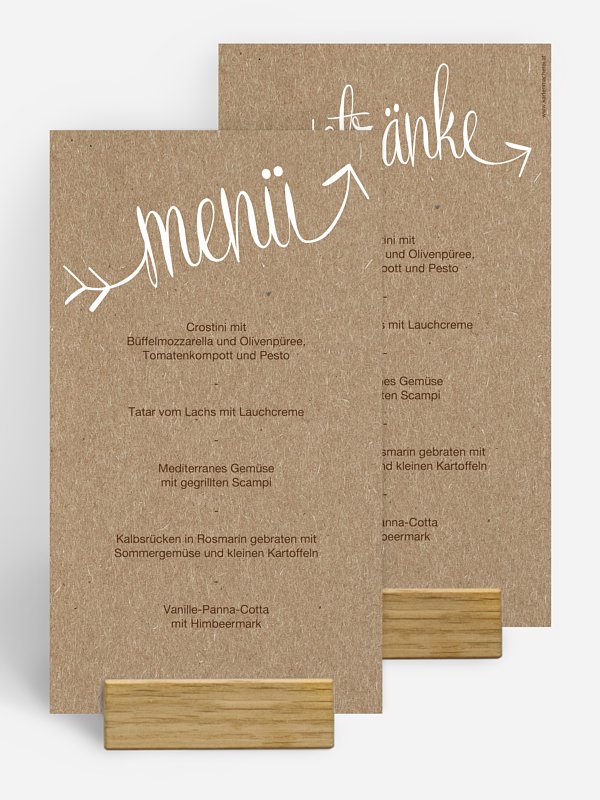 Menükarte Hochzeit Liebespfeil Kraftpapier