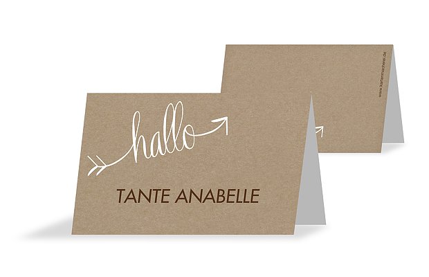 Tischkarte Hochzeit Liebespfeil Kraftpapier