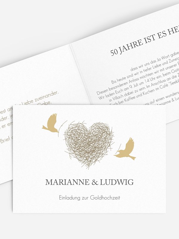 Einladung zur Goldenen Hochzeit Liebesnest