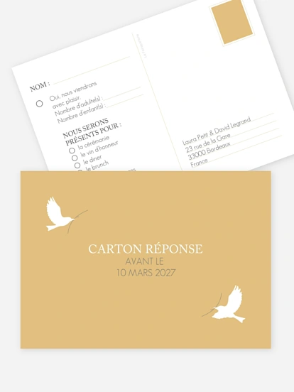 Carton réponse mariage assorti au faire-part | faireparterie