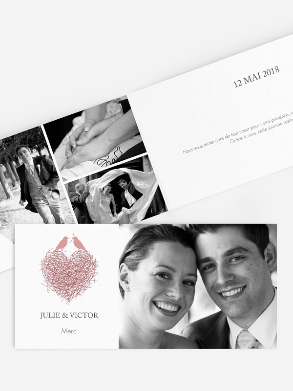 Carte de remerciements Amour poétique