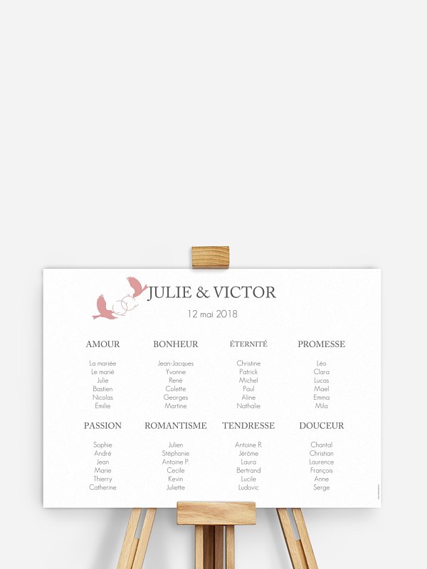 Poster plan de table mariage Amour poétique