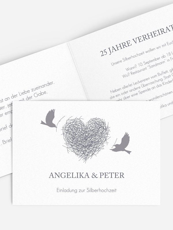Einladung zur Silberhochzeit Liebesnest