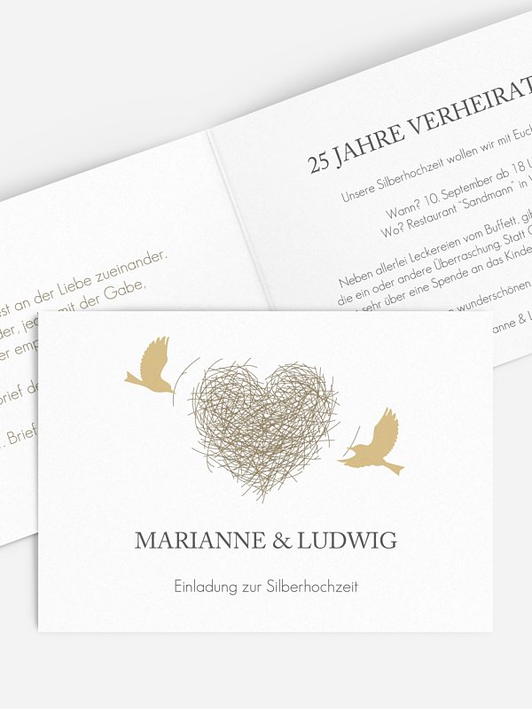 Einladung zur Silberhochzeit Liebesnest
