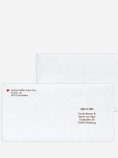Bedruckter Briefumschlag Hochzeit Wilde Ehe