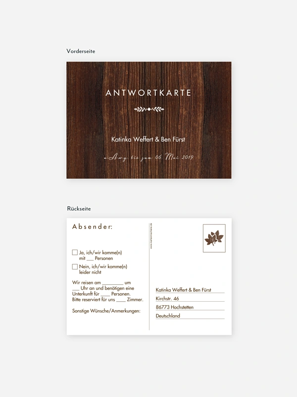 Antwortkarte Hochzeit Wilde Ehe
