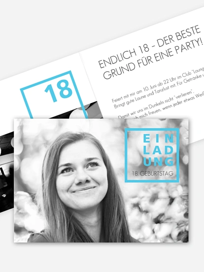 Einladung 18. Geburtstag Modern Square