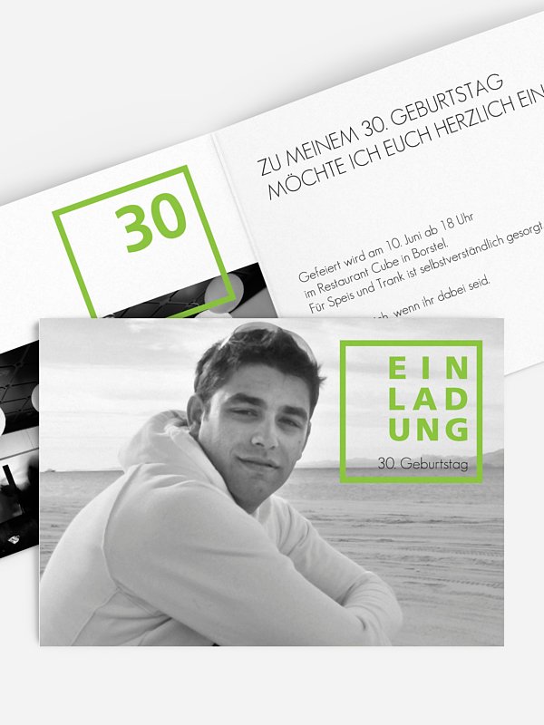 Einladungskarten 30 Geburtstag Modern Square