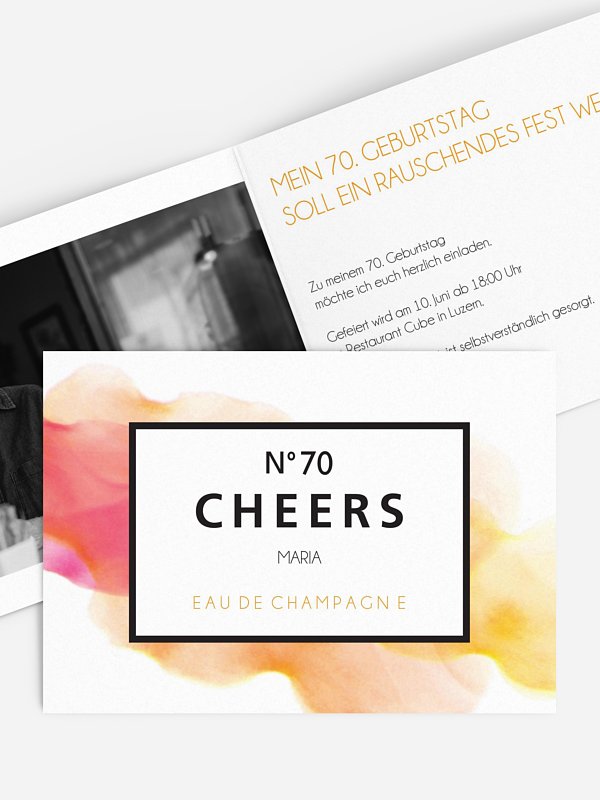Einladung 70. Geburtstag Eau De Champagne