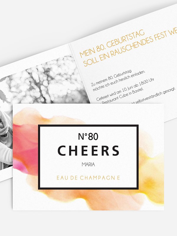 Einladung 80. Geburtstag Eau De Champagne