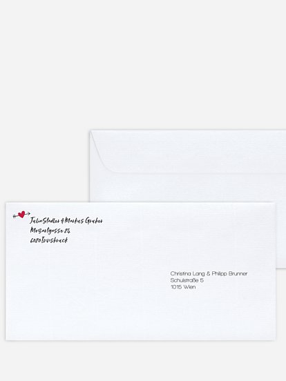 Bedruckter Briefumschlag Hochzeit Mia Zwoa