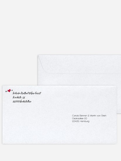 Bedruckter Briefumschlag Hochzeit Mia Zwoa