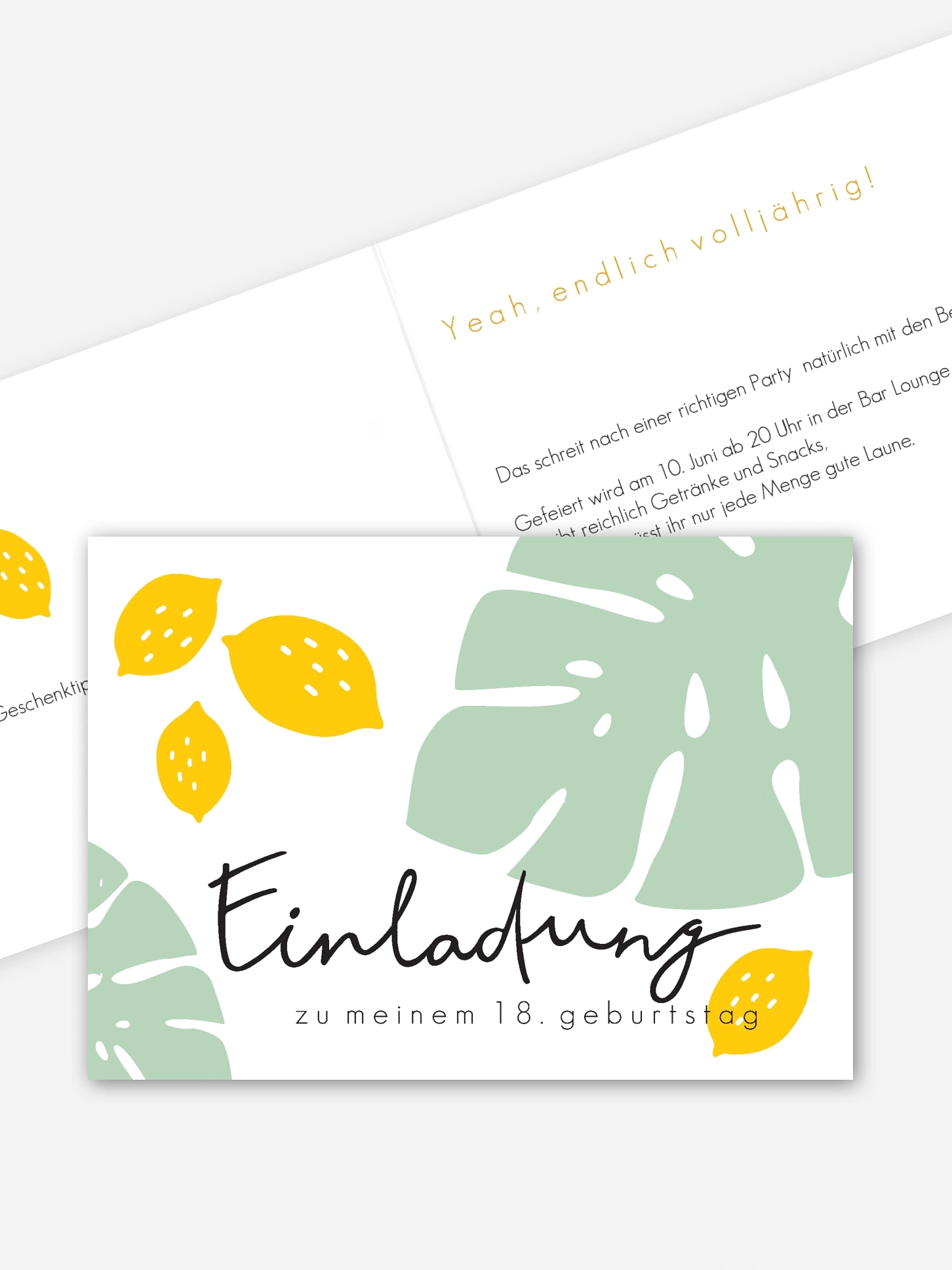 Einladung 18. Geburtstag Monstera