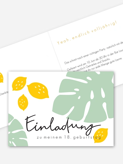 Einladung 18. Geburtstag Monstera