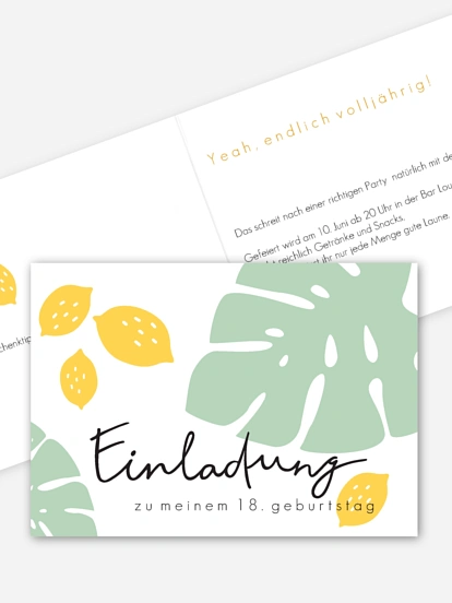 Einladung 18. Geburtstag Monstera